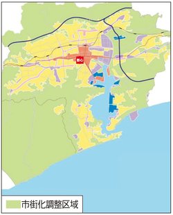 高知市の市街化調整区域の地図