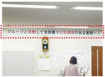 目標数値を張り出している社内写真