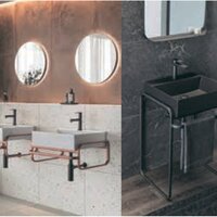 ミラタップ、スチール製フレームの洗面セット