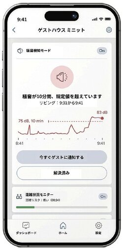 騒音を測定した際の管理者画面