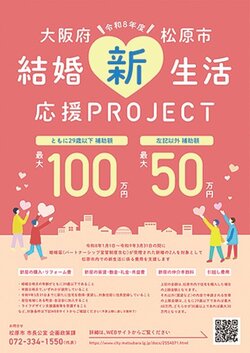 松原市結婚等新生活応援事業のチラシ