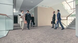 川島織物セルコン、防汚に特化したタイルカーペット