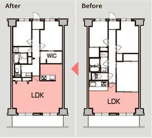 フェニックス管理、LDK広げ「心踊るキッチン」に【リノベーション解体新書】